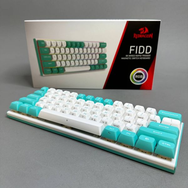 Клавиатура Redragon Fidd RU проводная белый/бирюзовый (72187)