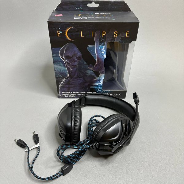 Игровые наушники с микрофоном Оклик HS-L370G ECLIPSE, накладные, проводные 2м, черные