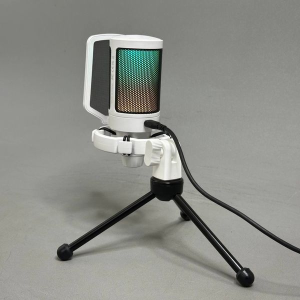 Конденсаторный USB-микрофон Fifine AmpliGame A6V с RGB-подсветкой (White)