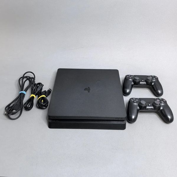 Игровая приставка Sony PlayStation 4 Slim 1000 ГБ HDD, без игр, черный + 2 геймпада