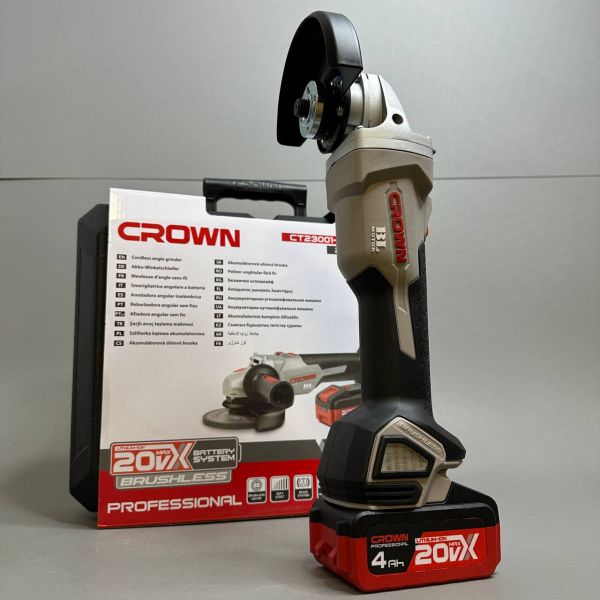 Аккумуляторная углошлифовальная машина CROWN CT23001-125HX-4 BMC