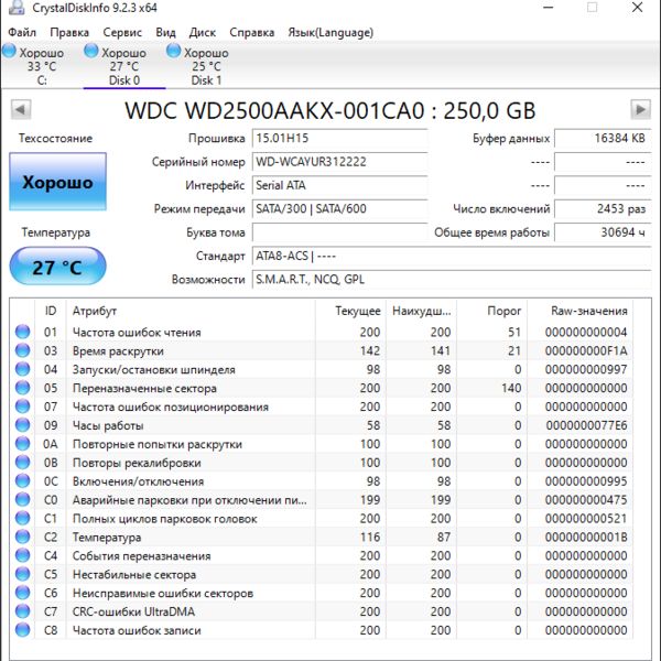 Жесткий диск Western Digital WD2500AAKX 250 Гб (222)