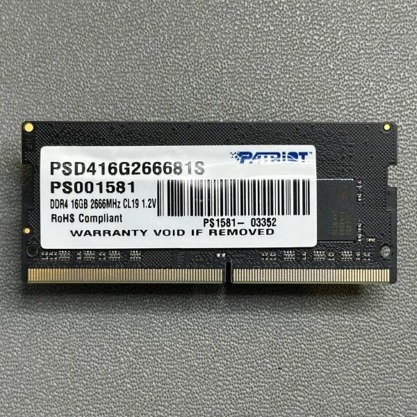 Оперативная память Patriot Signature PSD416G266681S DDR4 - 1x 16ГБ 2666МГц, для ноутбуков (SO-DIMM), Ret