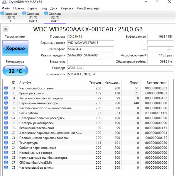 Жесткий диск Western Digital WD2500AAKX 250Gb (915)