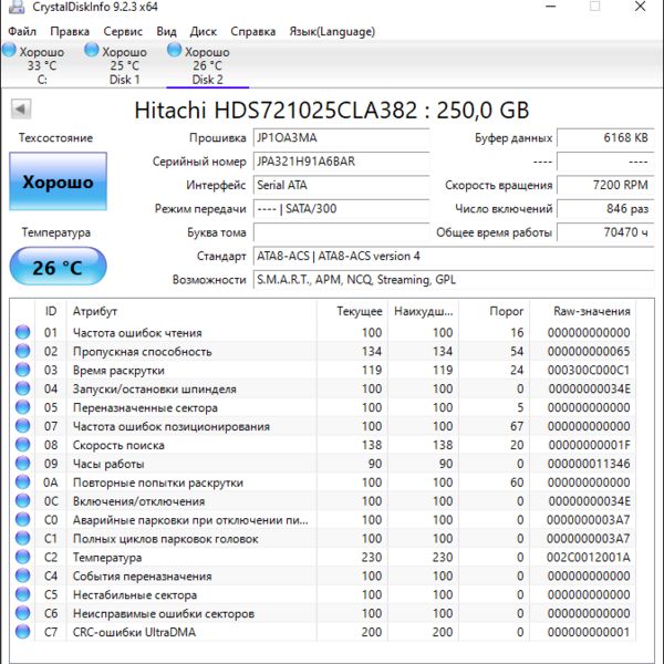 Жесткий диск Hitachi HDS721025CLA382 250Gb (BAR)
