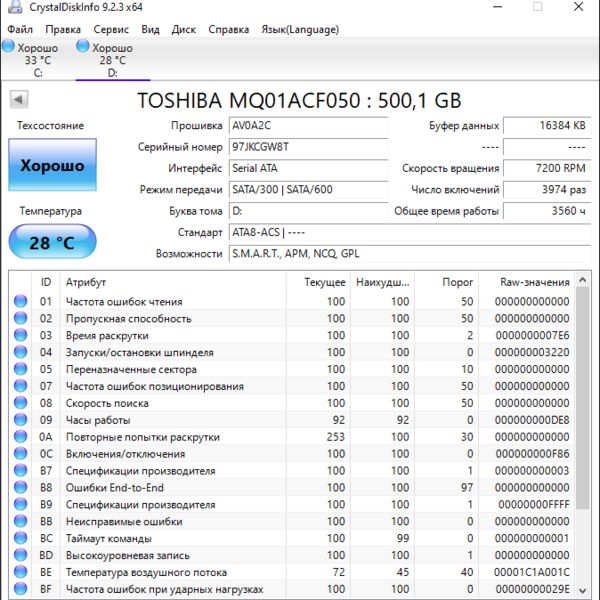 Жесткий диск Toshiba MQ01ACF050 500Gb (W8T)