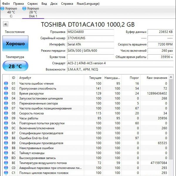 Жесткий диск Toshiba 1 ТБ DT01ACA100 (UNS)