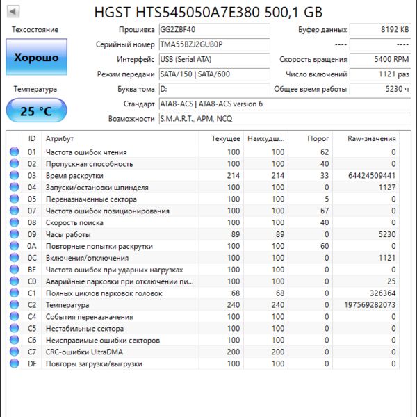 Жесткий диск HGST HTS545050A7E380 500Gb (B0P)