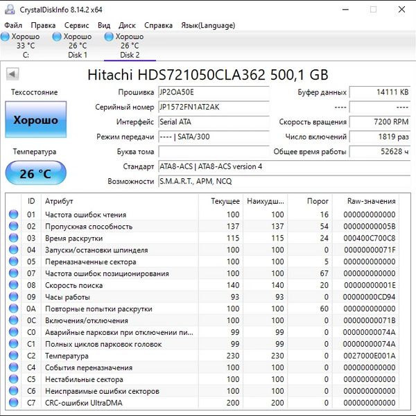 Жесткий диск Hitachi HDS721050CLA362 500Gb (2AK)