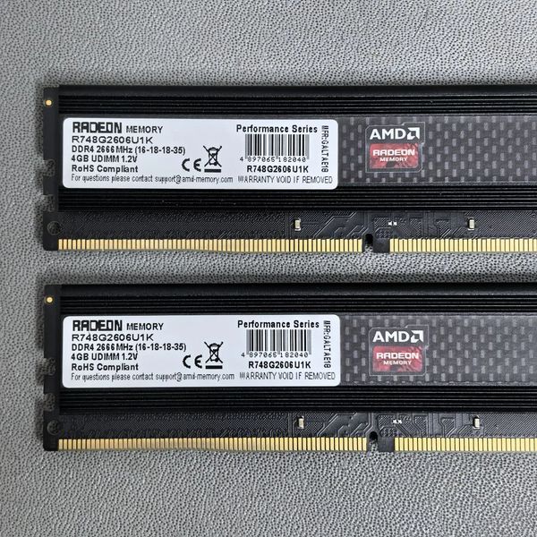 Комплект оперативной памяти AMD Radeon R7 Performance 2х4 ГБ DDR4 2666 МГц, R748G2606U1K