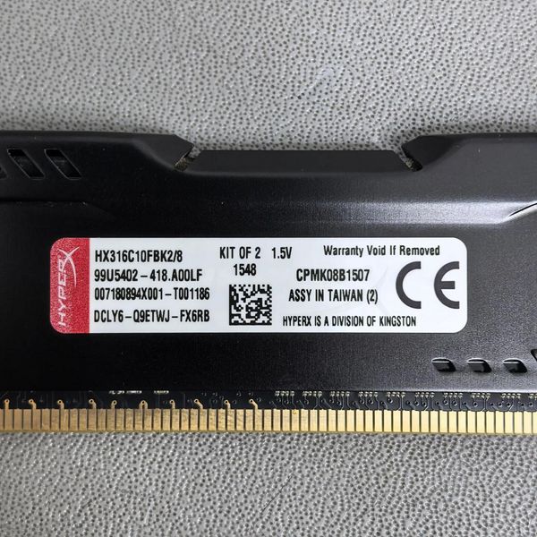 Оперативная память HyperX FURY 8GB (4GB x 2) DDR3 1600Mhz Black CL10 (HX316C10FBK2/8)