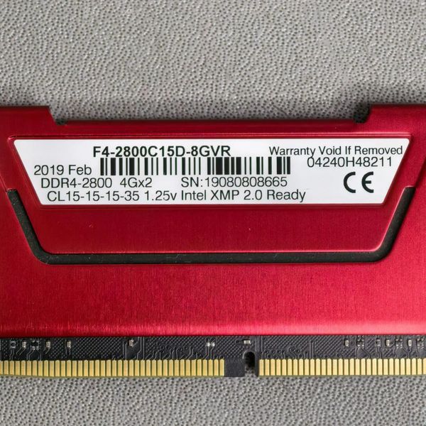 Оперативная память G.Skill Ripjaws V 8ГБ (4 ГБ х 2) DDR4 2800 МГц DIMM CL 15