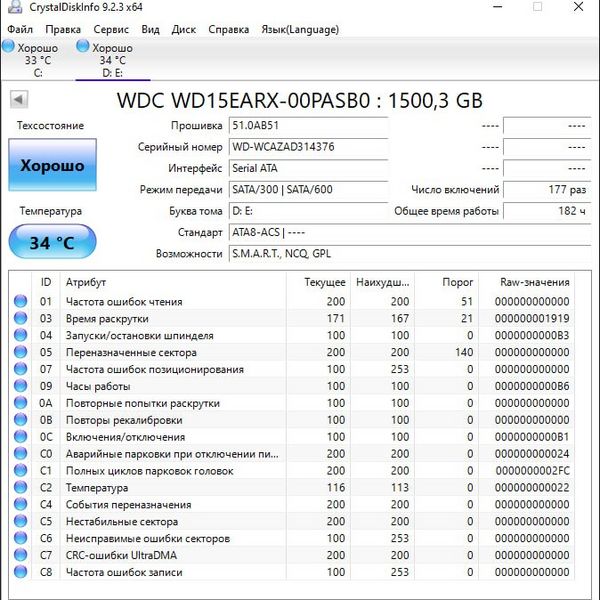Жесткий диск Western Digital WD15EARX 1,5Tb (376)