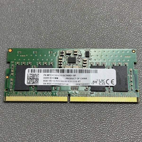 Оперативная память Micron DDR5 SODIMM, 5600МГц, 1x8 ГБ (MTC4C10163S1SC56BD1-BF)