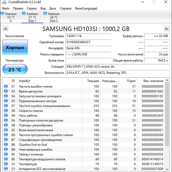 Жесткий диск Samsung 1ТБ HD10SI (457)