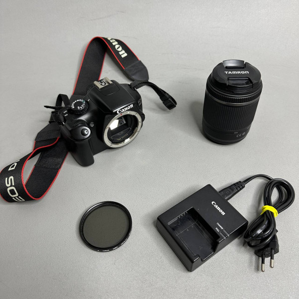 Зеркальный фотоаппарат Canon EOS-1100D+TAMRON AF 18-200/3.5-6.3, черный