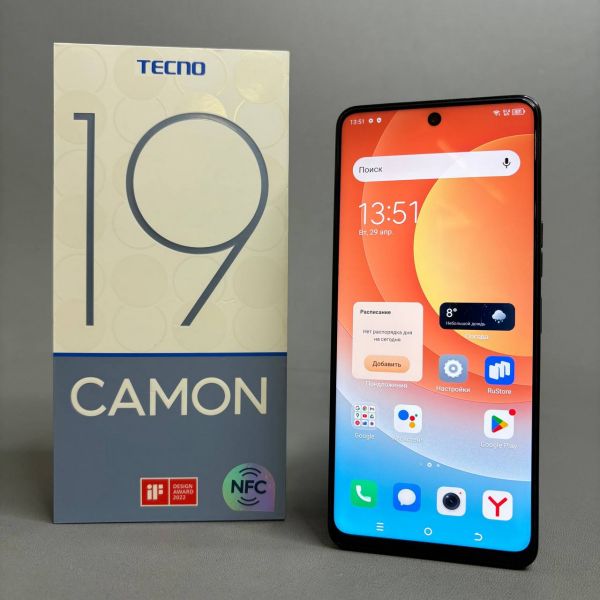 Смартфон TECNO CAMON 19 6/128 ГБ, Dual nano SIM, эко черный