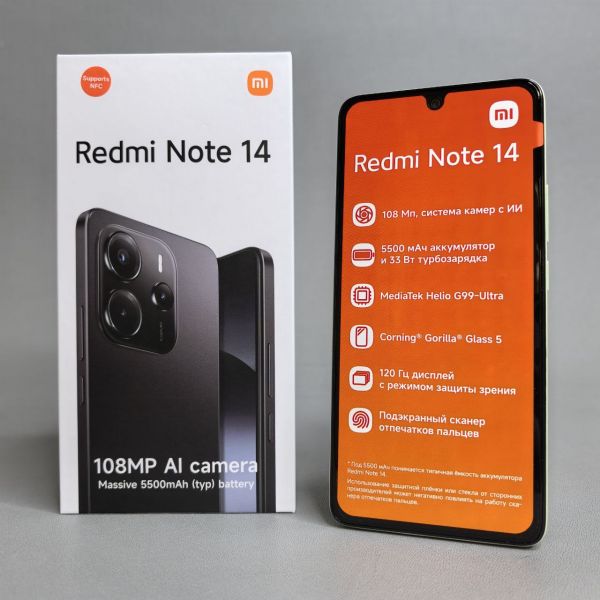 Смартфон Xiaomi Redmi Note 14 4G 8/256 ГБ RU, Dual nano SIM, зеленый