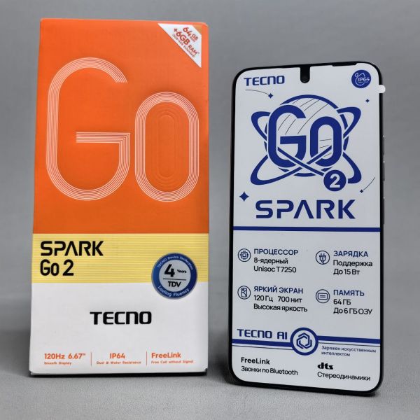 Смартфон TECNO Spark Go 2 3/64Gb RU, Dual nano SIM, Titanium Grey