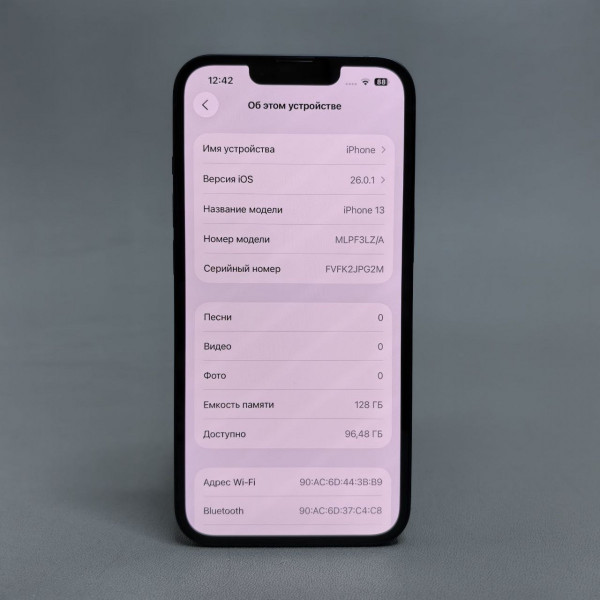 Смартфон Apple iPhone 13 128 ГБ, nano SIM+eSIM, тёмная ночь, Slimbox