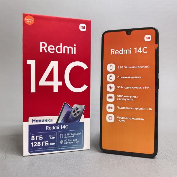 Смартфон Xiaomi Redmi 14C 4/128 ГБ RU, Dual nano SIM, Midnight Black