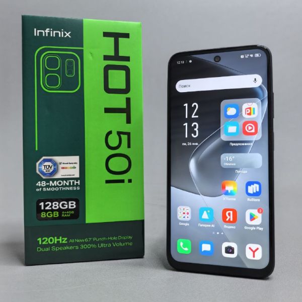 Смартфон Infinix HOT 50i 4/128 ГБ Global для РФ, Dual nano SIM, Sleek Black