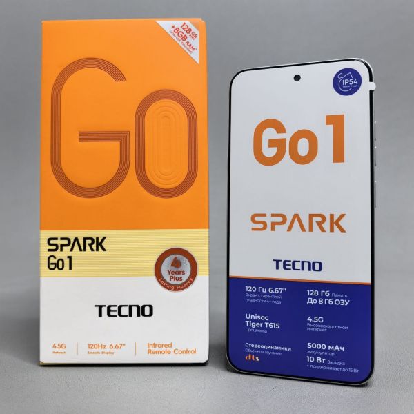 Смартфон TECNO Spark Go 1 4/128Gb RU, Dual nano SIM, Glittery White