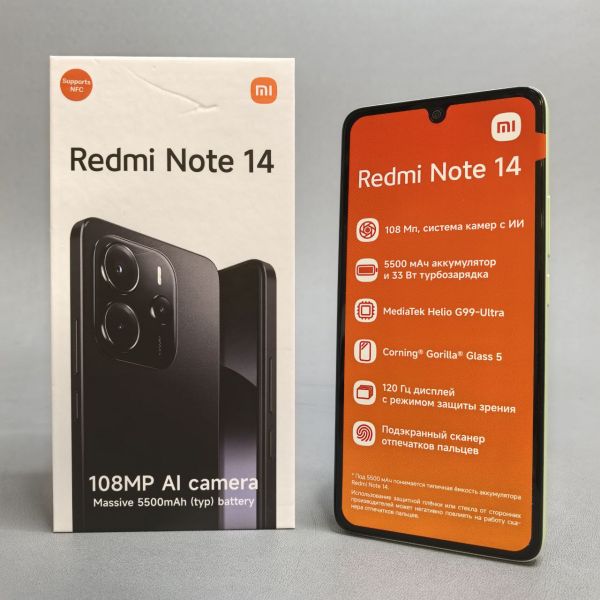 Смартфон Xiaomi Redmi Note 14 4G 8/256 ГБ RU, Dual nano SIM, зеленый