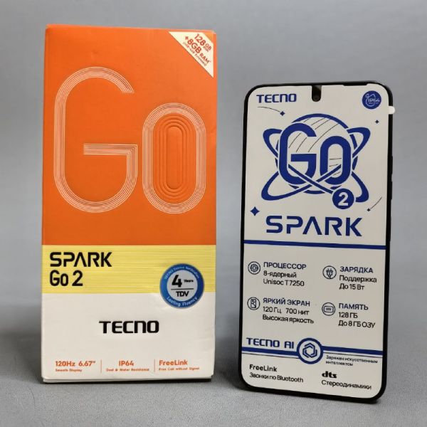 Смартфон TECNO Spark Go 2 4/128Gb RU, Dual nano SIM, Ink Black