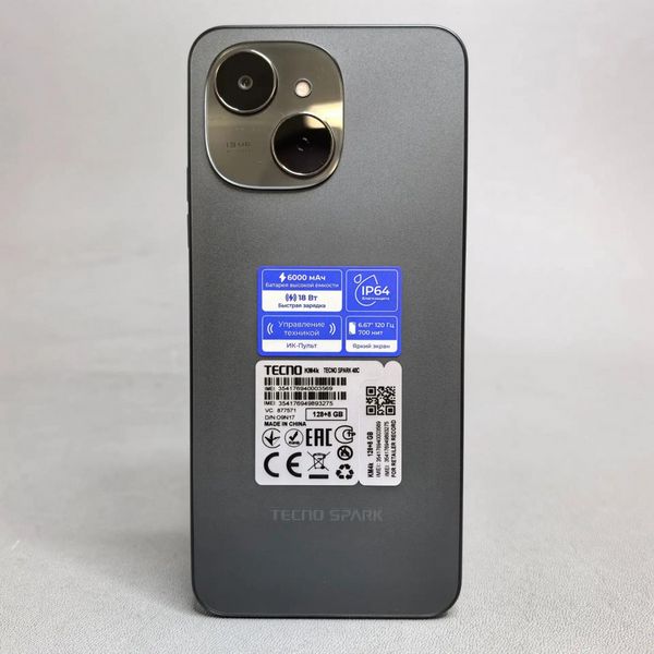 Смартфон Tecno Spark 40C 8/128 ГБ Ростест, Dual nano SIM, черный