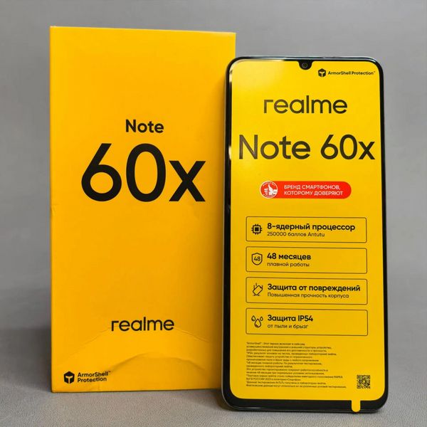 Смартфон realme Note 60x 3/64 ГБ RU, Dual nano SIM, зеленый