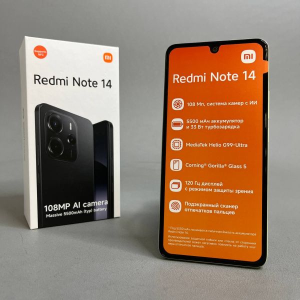 Смартфон Xiaomi Redmi Note 14 4G 6/128 ГБ RU, Dual nano SIM, Lime Green
