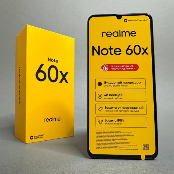 Смартфон realme Note 60x 3/64 ГБ RU, Dual nano SIM, черный