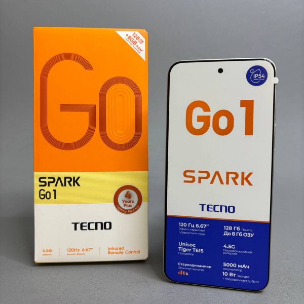 Смартфон TECNO Spark Go 1 4/128Gb RU, Dual nano SIM, glittery white