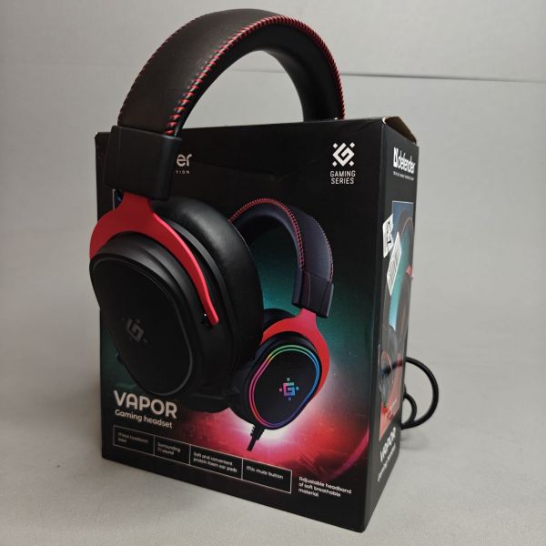 Игровая гарнитура Defender Vapor черный, 7.1, RGB, провод 2.2 м