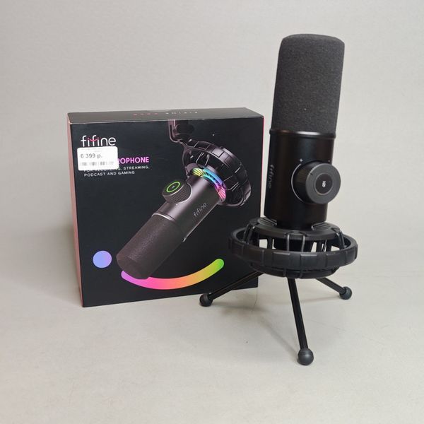 Микрофон Fifine K658 Black, динамический, USB, с RGB-подсветкой, для игр, черный