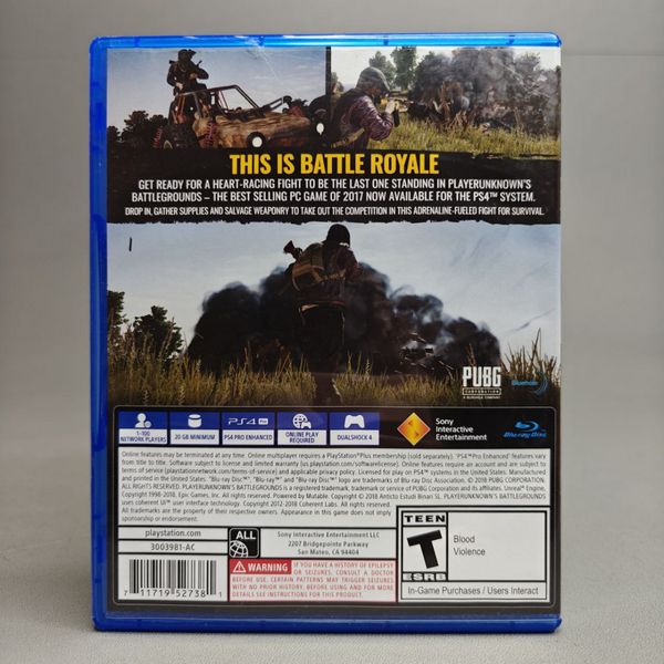 Игра PlayerUnknown's Battlegrounds, для PS4, диск