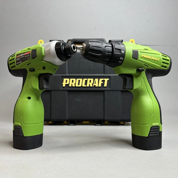 Набор аккумуляторного инструмента PROCRAFT. Шуруповерт аккумуляторный PA168Li 16В 33Нм + Винтоверт аккумуляторный PA168IMP 16В 180Нм (2АКБ 2Ач+ЗУ) PA168SET