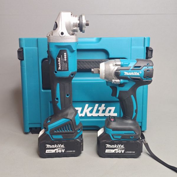 Набор аккумуляторного инструмента Makita 2 в 1 гайковерт и УШМ (болгарка)