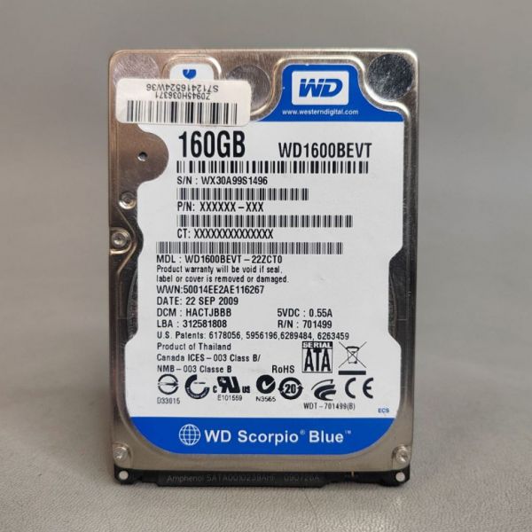 Жесткий Диск Western Digital WD1600BEVT 160Gb SATAII 2,5