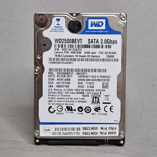 Жесткий диск Western Digital WD2500BEVT 250Gb 5400 SATAII 2,5