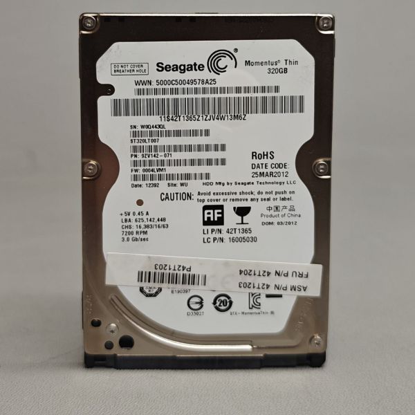 Жесткий диск Seagate Momentus Thin ST320LT007, 320ГБ, HDD, SATA II, 2.5