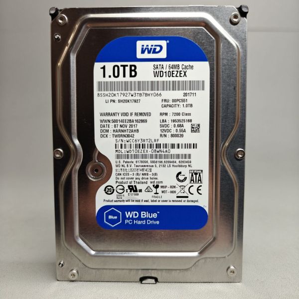 Жесткий диск WD Caviar Blue WD10EZEX, 1ТБ, HDD, SATA III, 3.5