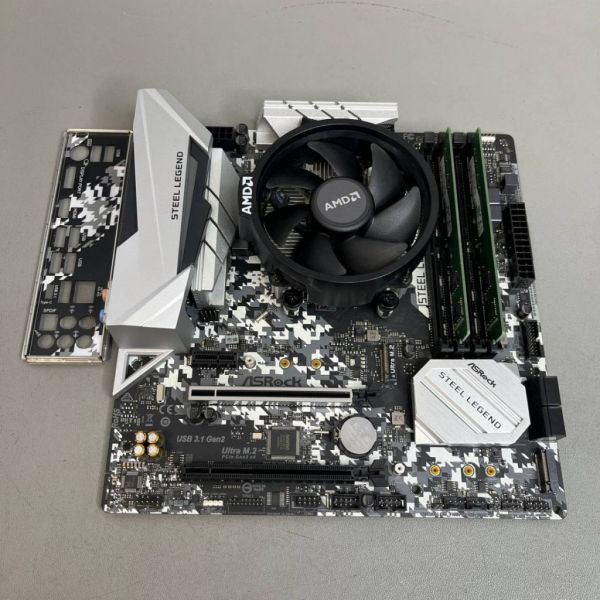 Комплект Материнская плата Asrock B450M Steel Legend + Ryzen 3 2200G +  8GB DDR4 + Куллер