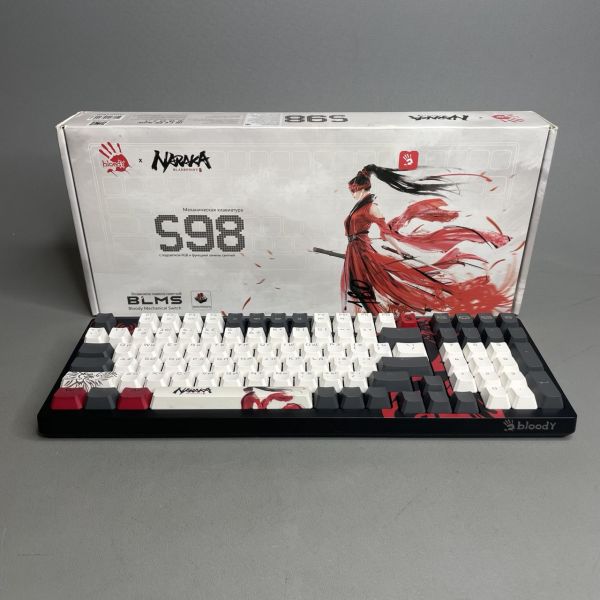 Клавиатура A4Tech Bloody S98 Naraka, механическая, красный/белый/черный, USB, RGB