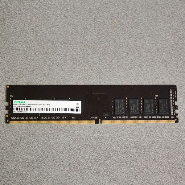 Оперативная память DIGMA  DDR4 8Gb 3200MHz  DGMAD43200008S RTL PC4-25600 CL22 DIMM 288-pin 1.2В single rank, OEM