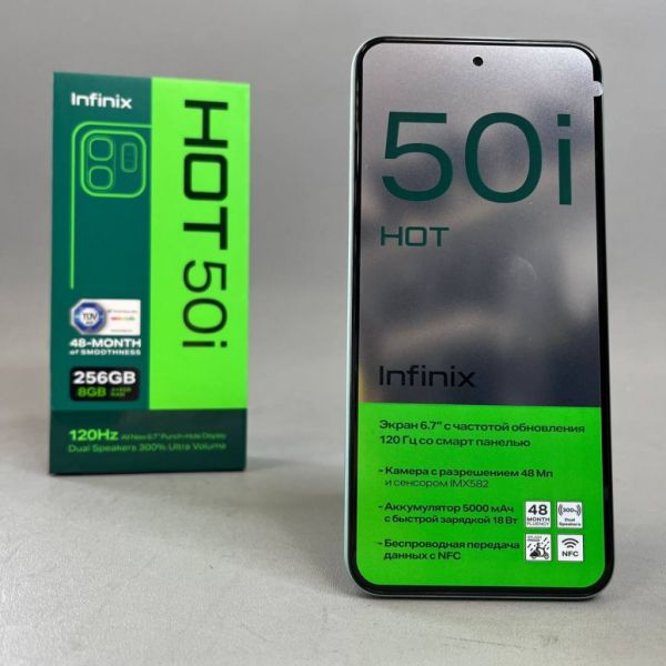 Смартфон Infinix HOT 50i 4/256 ГБ Global для РФ, Dual nano SIM, зеленый