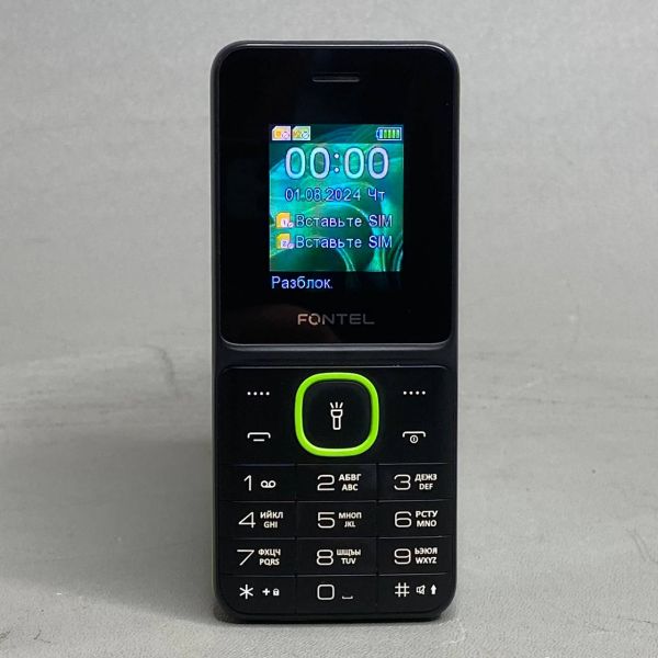 Телефон Fontel FP210 Dual, кнопочный, 2 SIM, черно-зеленый