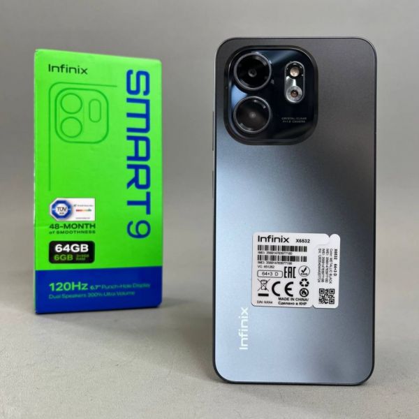 Смартфон Infinix Smart 9 X6532 3/64 ГБ, Dual nano SIM, Metallic Black