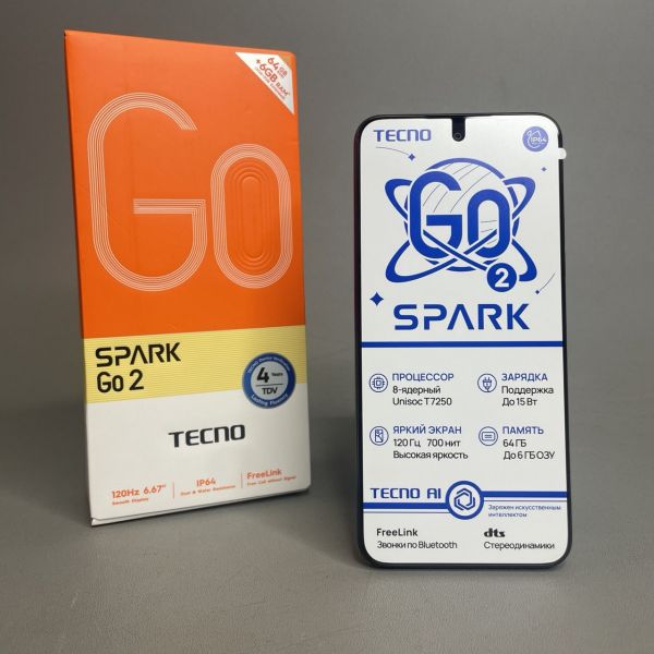 Смартфон TECNO Spark Go 2 3/64Gb RU, Dual nano SIM, черный